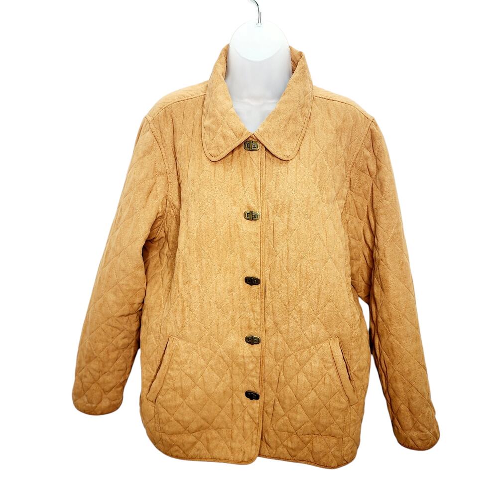 Vintage Blassport Camel Brown Quilted Faux Suede lightweight Y2K Jacket Size XL
